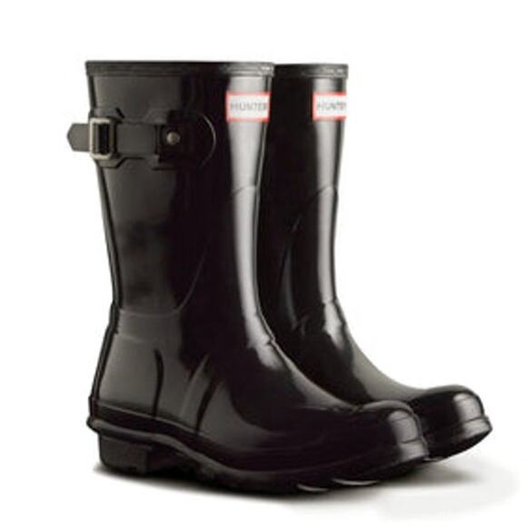 Hunter Original Short Black Gloss Waterproof Rain Boots Comfortable Black Size 7 - Picture 1 of 11